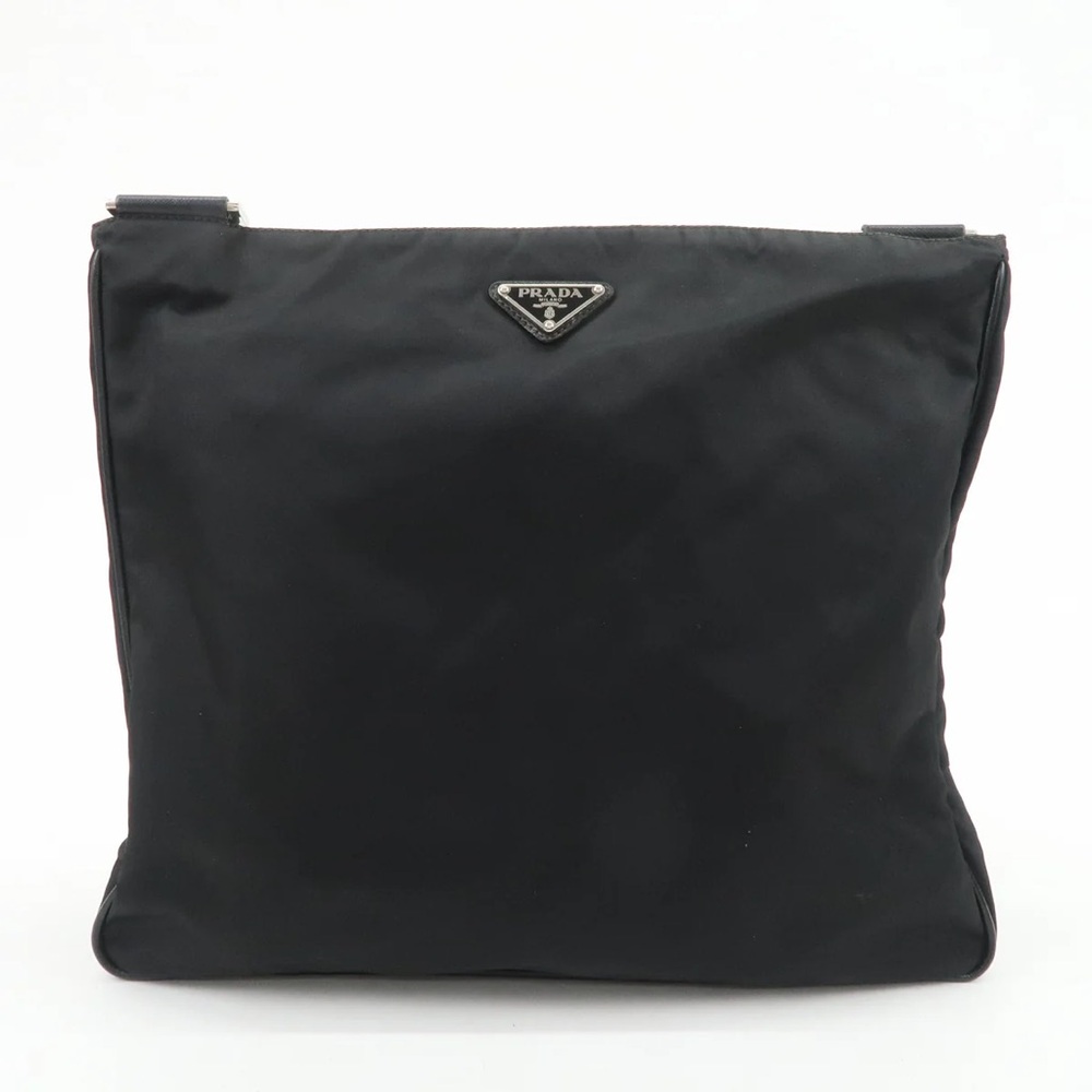Prada Tessuto Nylon Triangle Logo Shoulder Bag Crossbody Messenger Leather